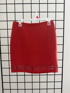Banana Republic Red Laser-Cut Hem Mini Skirt